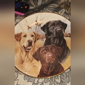 Three Labradors By Jim Killen Limited Edition The Danbury Mint Plate No. D6086